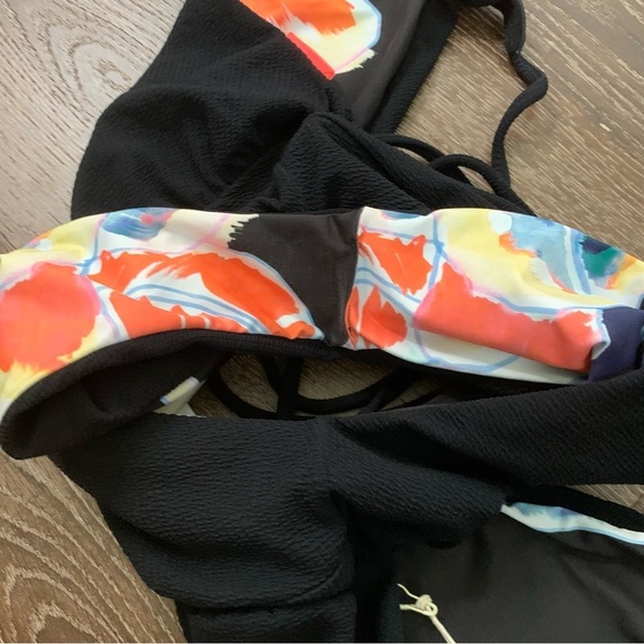 Maaji Womens jungle rainbow plunge v neck reversible tie back one piece swim M - Picture 5 of 13